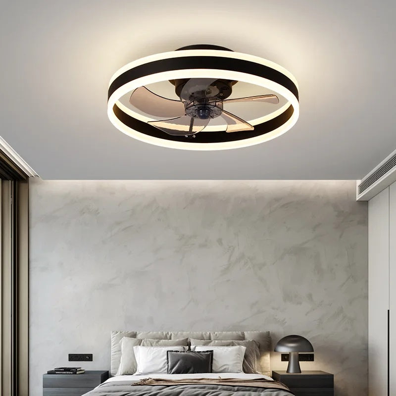 Plafon sufitowy LED z wentylatorem czarny nowoczesny 50cm 60W