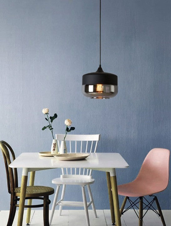 Lampa Sufitowa Industrialna Retro Glassey|E27| Czarna|Klasyczna|25cm