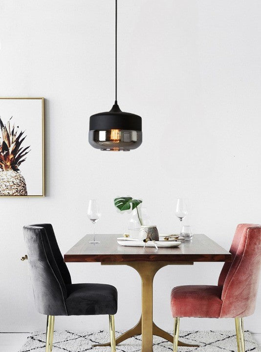 Lampa Sufitowa Industrialna Retro Glassey|E27| Czarna|Klasyczna|25cm