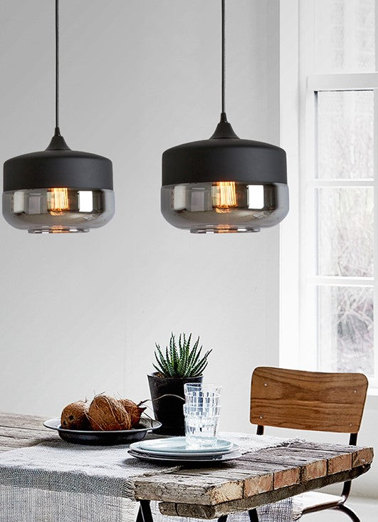 Lampa Sufitowa Industrialna Retro Glassey|E27| Czarna|Klasyczna|25cm