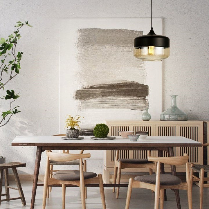 Lampa Sufitowa Industrialna Retro Glassey|E27| Czarna|Klasyczna|25cm