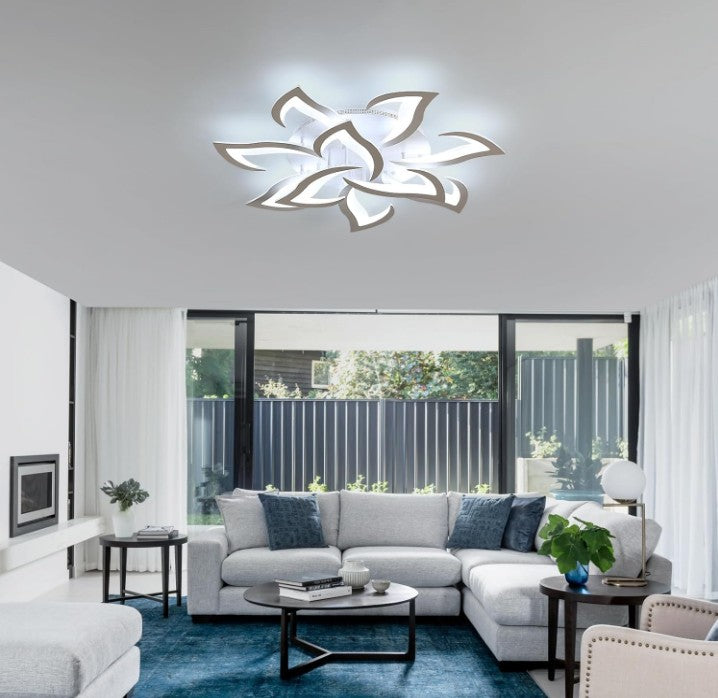 Lampa Led sufitowa10 płatków Biała w kształcie Kwiatu Lotosu zimny biały