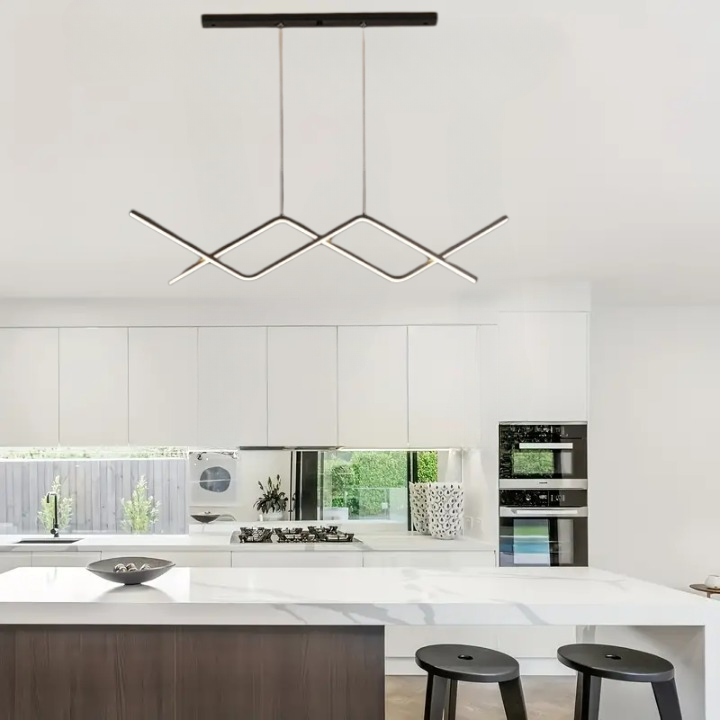 Wisząca Lampa LED Sufitowa Czarna Aga |wyspa|pilot|Nowoczesna|3 barwy|