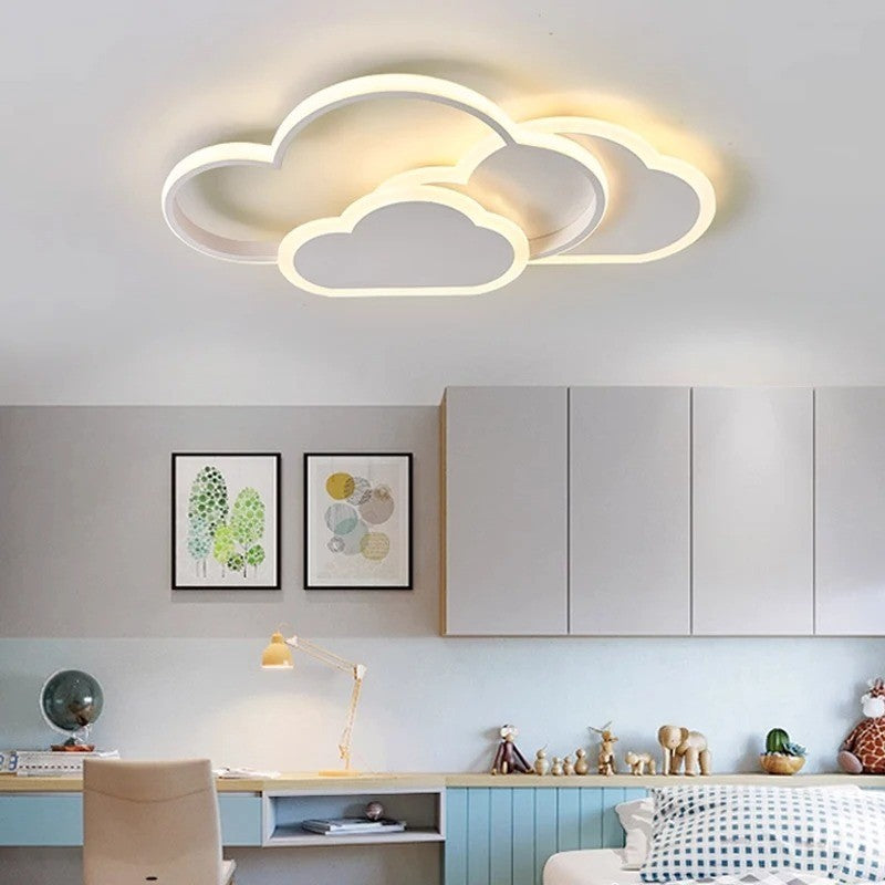 Biała Lampa Sufitowa LED w Kształcie Chmurki Oliwka 32W z Pilotem - Pokój Dziecięcy