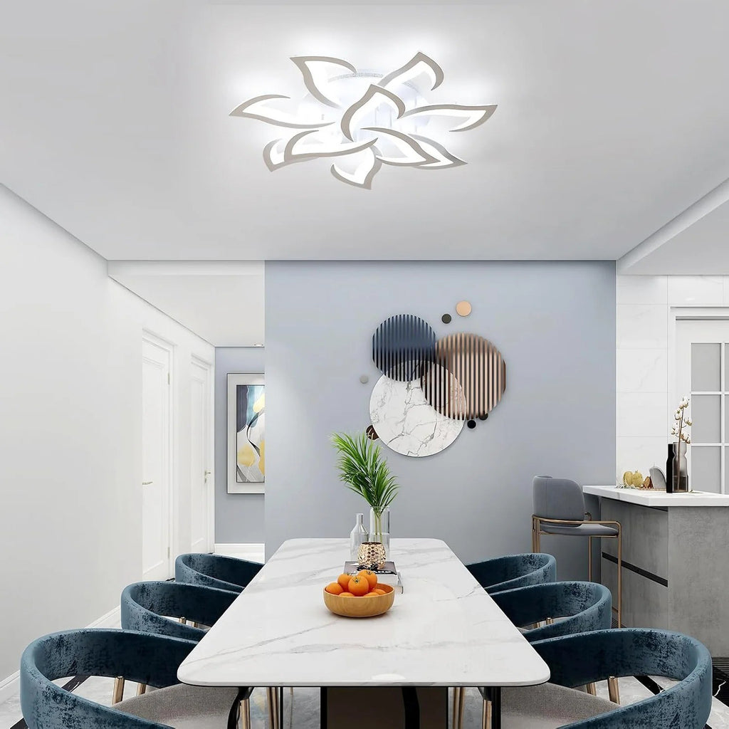 Lampa Led sufitowa10 płatków Biała w kształcie Kwiatu Lotosu zimny biały