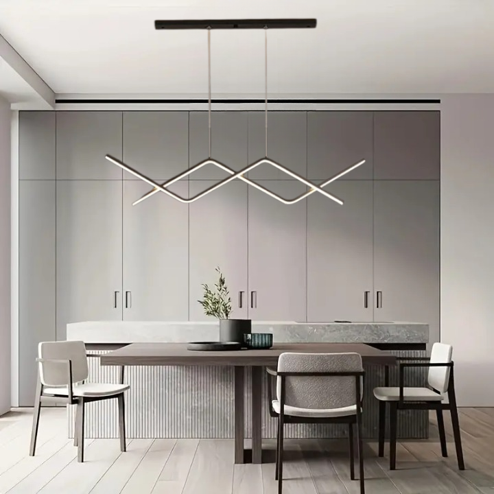 Wisząca Lampa LED Sufitowa Czarna Aga |wyspa|pilot|Nowoczesna|3 barwy|