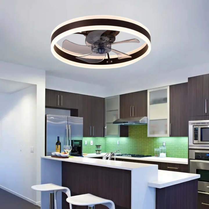 Plafon sufitowy LED z wentylatorem Kawowy nowoczesny 50cm 60W|Pilot