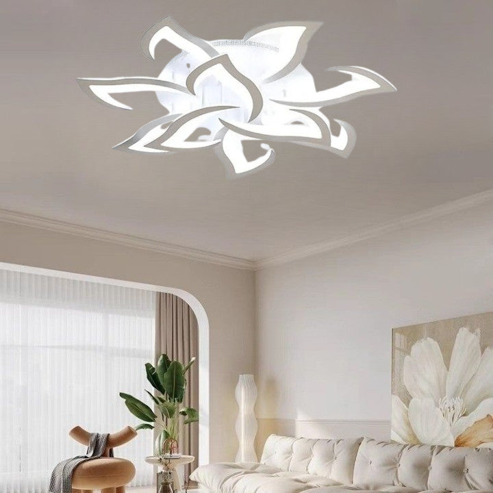 Lampa Led sufitowa10 płatków Biała w kształcie Kwiatu Lotosu zimny biały