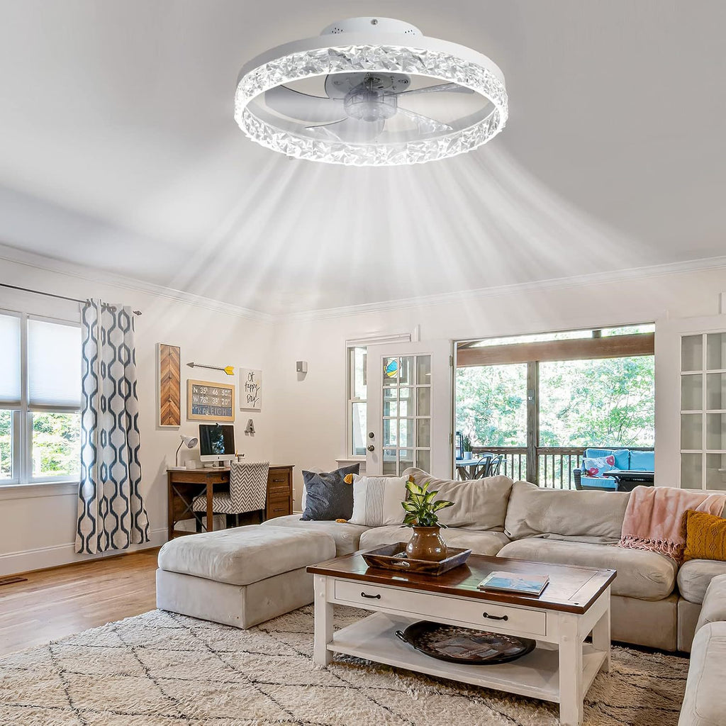 Plafon sufitowy LED z wiatrakiem biały +pilot, aplikacja TRYB ZIMOWY