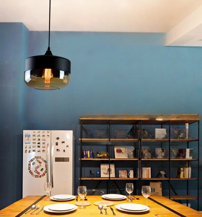 Lampa Sufitowa Industrialna Retro Glassey|E27| Czarna|Klasyczna|25cm