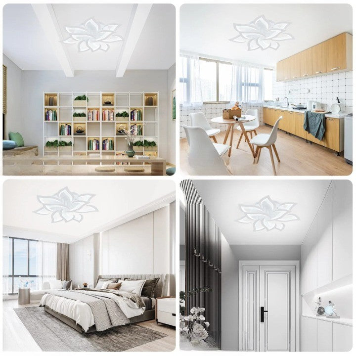 Lampa Led sufitowa10 płatków Biała w kształcie Kwiatu Lotosu zimny biały