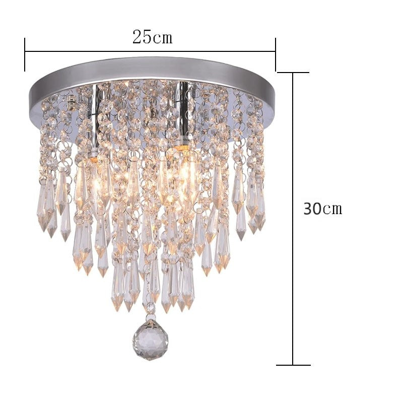 Elegancka lampa sufitowa z kryształkami i chromowaną podstawą 3×G9