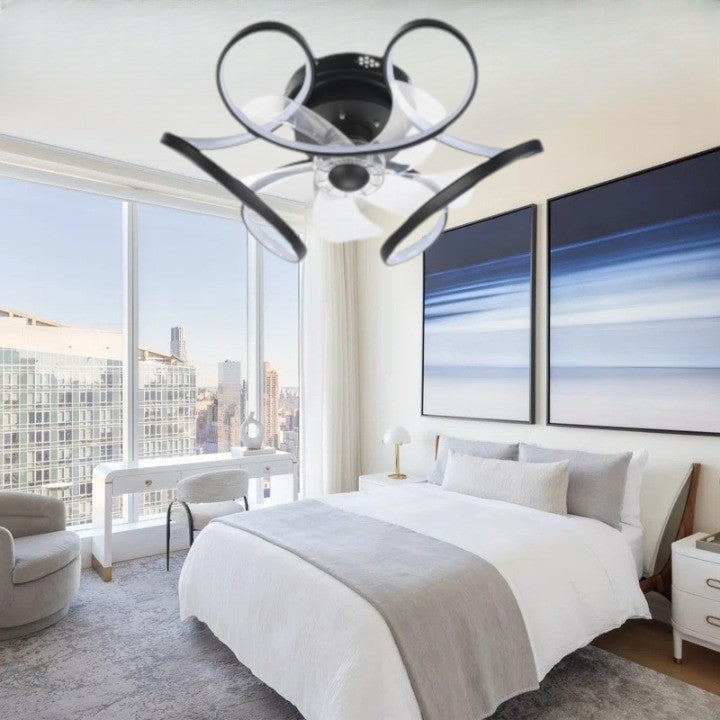 Plafon sufitowy LED z wentylatorem Gracja - nowoczesny 50cm 47W Czarna