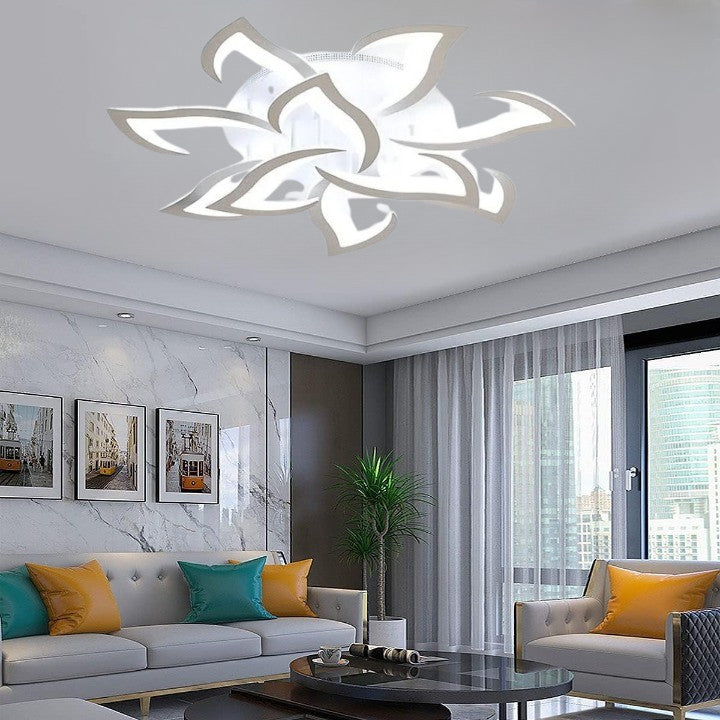 Lampa Led sufitowa10 płatków Biała w kształcie Kwiatu Lotosu zimny biały