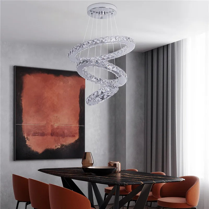 Lampa LED Sufitowa Crystal Rings 3 Srebrna, Pilot, Regulacja światła