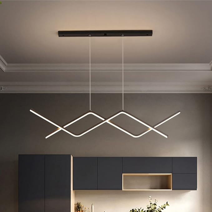 Wisząca Lampa LED Sufitowa Czarna Aga |wyspa|pilot|Nowoczesna|3 barwy|