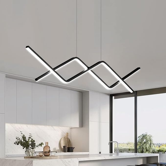 Wisząca Lampa LED Sufitowa Czarna Aga |wyspa|pilot|Nowoczesna|3 barwy|