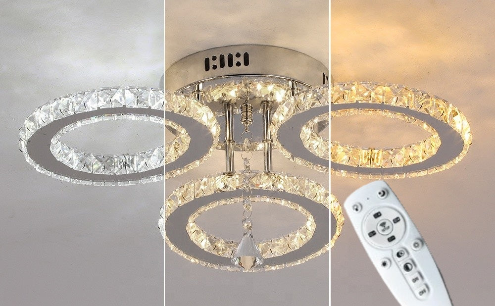 Lampa LED Sufitowa Galaxy 3 |Barwa zmienna |Pilot |kryształ| Plafon Led|