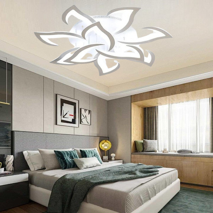 Lampa Led sufitowa10 płatków Biała w kształcie Kwiatu Lotosu zimny biały