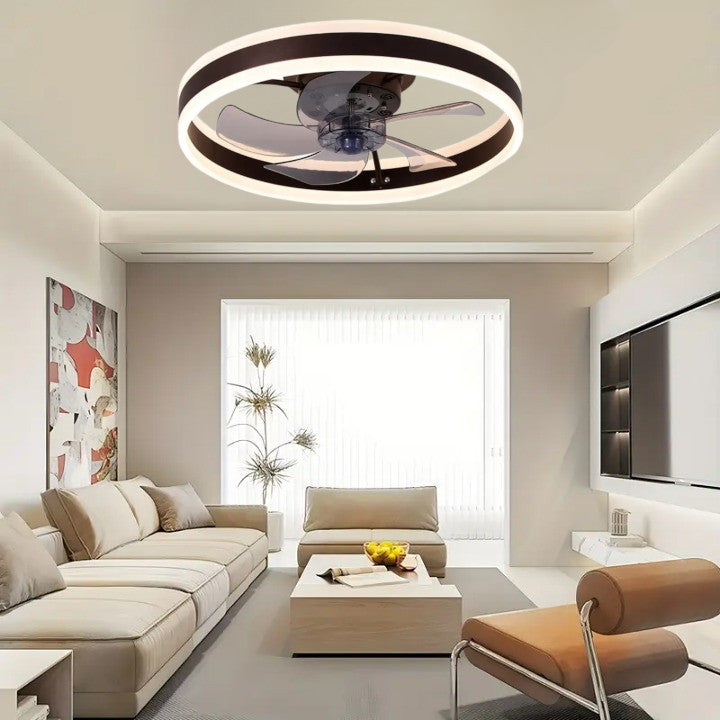 Plafon sufitowy LED z wentylatorem Kawowy nowoczesny 50cm 60W|Pilot