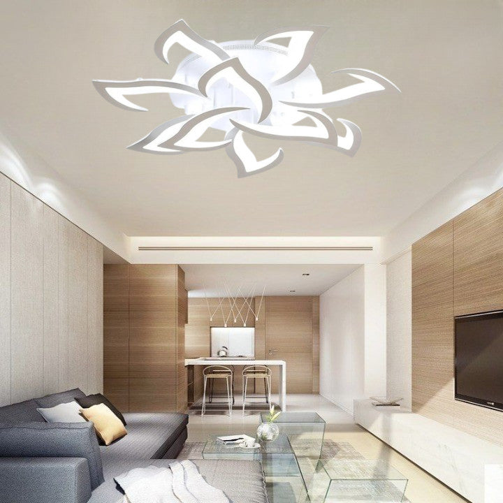 Lampa Led sufitowa10 płatków Biała w kształcie Kwiatu Lotosu zimny biały