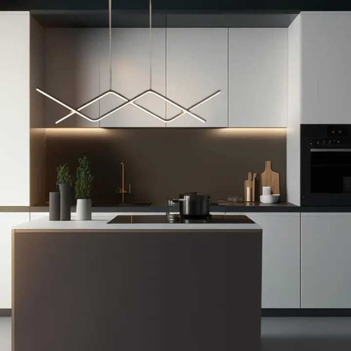 Wisząca Lampa LED Sufitowa Czarna Aga |wyspa|pilot|Nowoczesna|3 barwy|