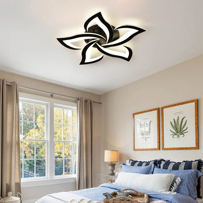 Lampa Led sufitowa Loti 5 Czarna w kształcie Kwiatu Lotosu