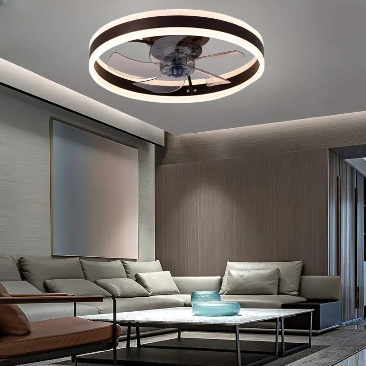 Plafon sufitowy LED z wentylatorem Kawowy nowoczesny 50cm 60W|Pilot