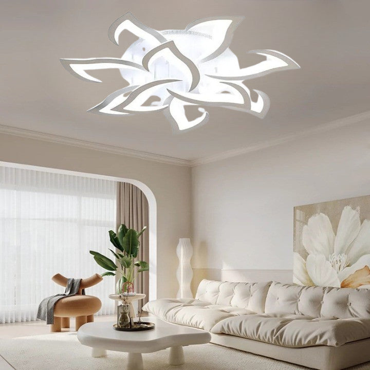 Lampa Led sufitowa10 płatków Biała w kształcie Kwiatu Lotosu zimny biały