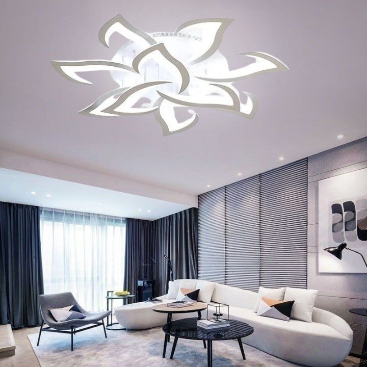 Lampa Led sufitowa10 płatków Biała w kształcie Kwiatu Lotosu zimny biały