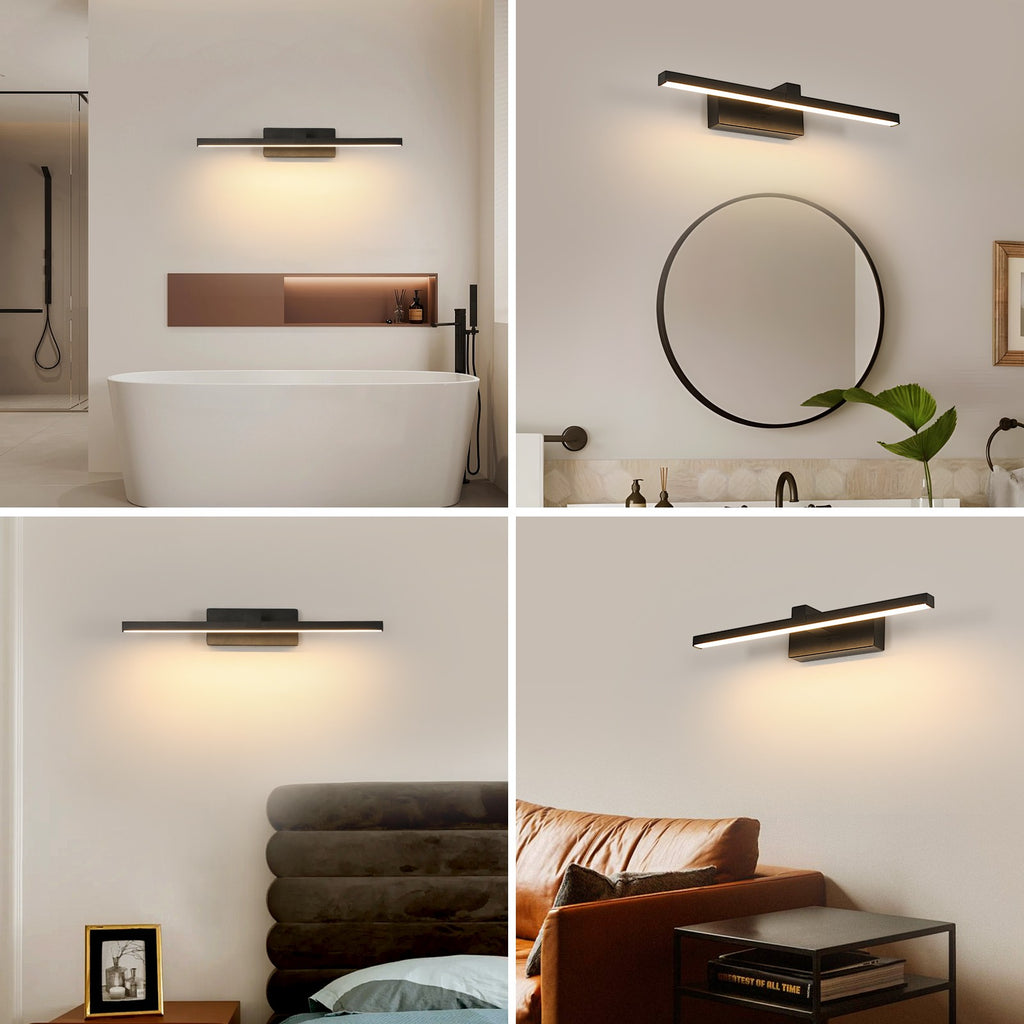 Czarny Kinkiet LED Wodoodporny IP44 8W - Nowoczesne Oświetlenie Łazienkowe nad Lustro