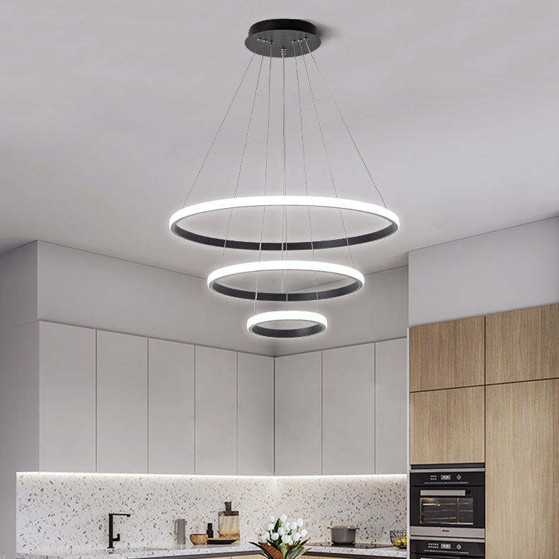 Lampa LED Sufitowa Black Rings| 60cm|zmienne światło|pilot|Nowoczesna