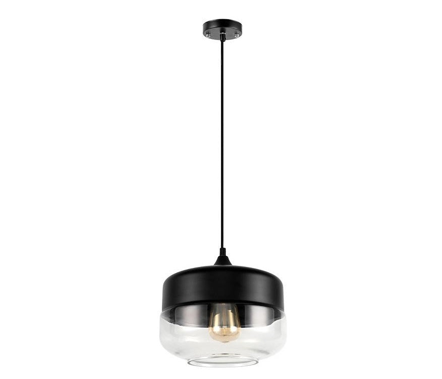 Lampa Sufitowa Industrialna Retro Glassey|E27| Czarna|Klasyczna|25cm