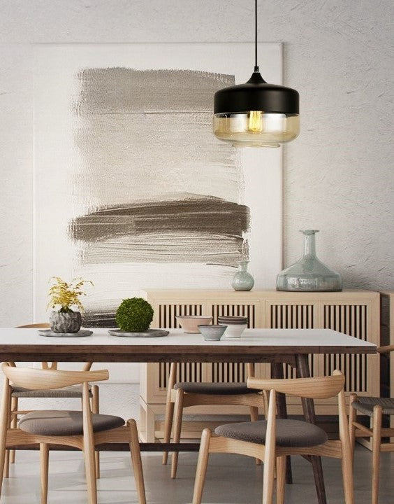 Lampa Sufitowa Industrialna Retro Glassey|E27| Czarna|Klasyczna|25cm