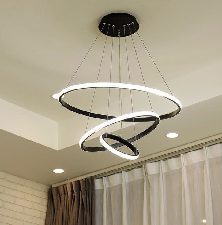 Lampa LED Sufitowa Black Rings| 60cm|zmienne światło|pilot|Nowoczesna