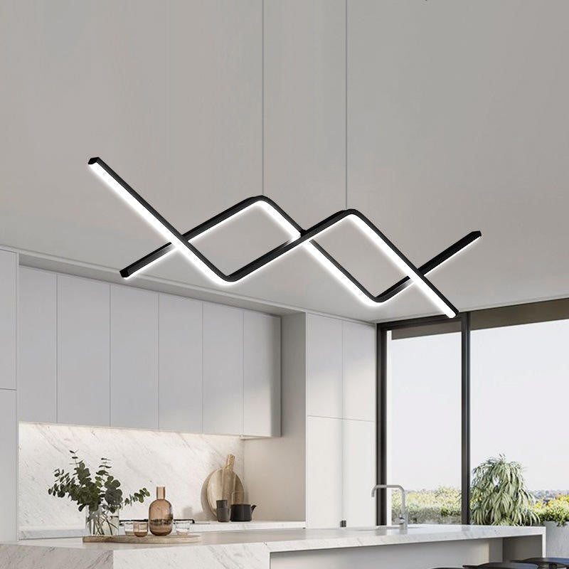 Wisząca Lampa LED Sufitowa Czarna Aga |wyspa|pilot|Nowoczesna|3 barwy|