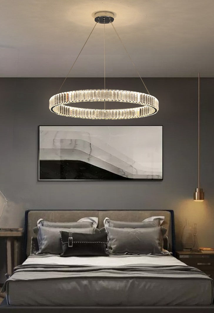 Lampa LED Sufitowa kryształ Klaudia 60cm Pilot Regulacja światła Tryb Noc