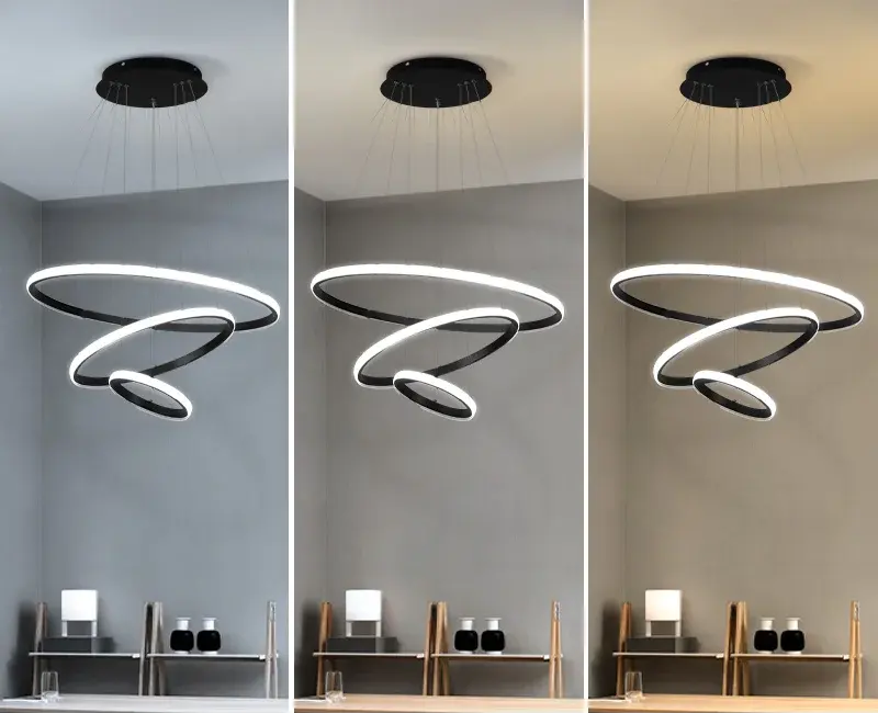 Lampa LED Sufitowa Black Rings| 60cm|zmienne światło|pilot|Nowoczesna