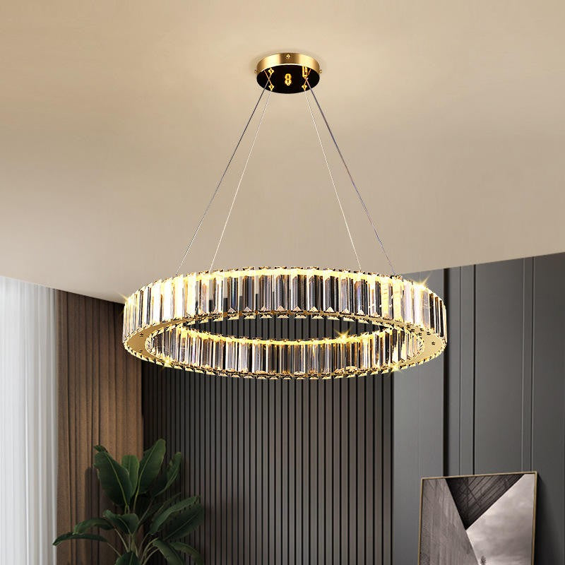 Lampa LED Sufitowa kryształ Klaudia 60cm Pilot Regulacja światła Tryb Noc