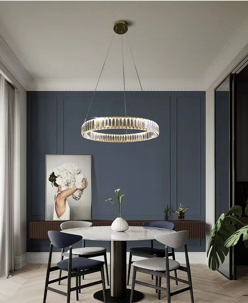 Lampa LED Sufitowa kryształ Klaudia 60cm Pilot Regulacja światła Tryb Noc