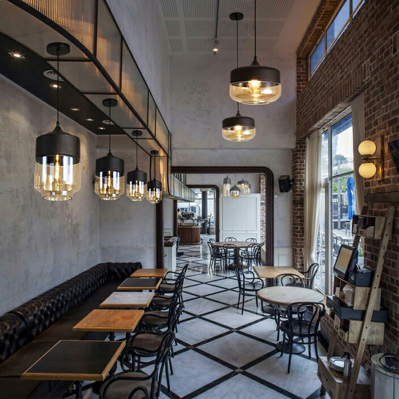 Lampa Sufitowa Industrialna Retro Glassey|E27| Czarna|Klasyczna|25cm