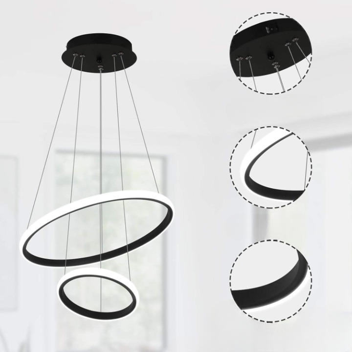 Lampa LED Sufitowa Czarna Ada| 40cm|zmienne światło|pilot|Nowoczesna