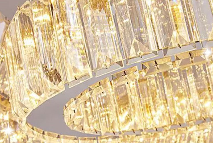 Lampa LED Sufitowa Glamour Crystal Złota 80cm owalna 80W kryształ