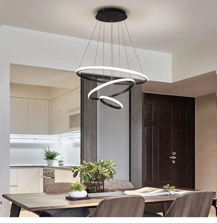 Lampa LED Sufitowa Black Rings| 60cm|zmienne światło|pilot|Nowoczesna