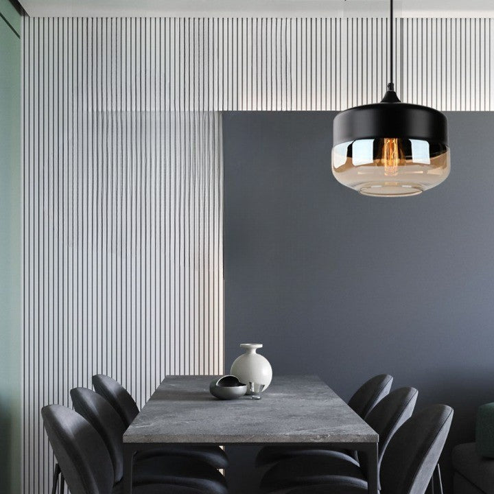 Lampa Sufitowa Industrialna Retro Glassey|E27| Czarna|Klasyczna|25cm