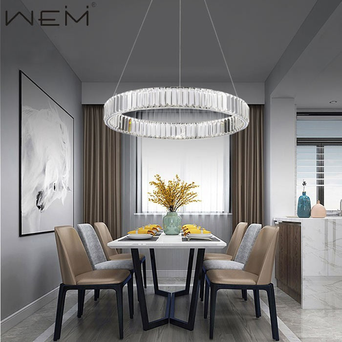 Lampa LED Sufitowa kryształ Klaudia 60cm Pilot Regulacja światła Tryb Noc