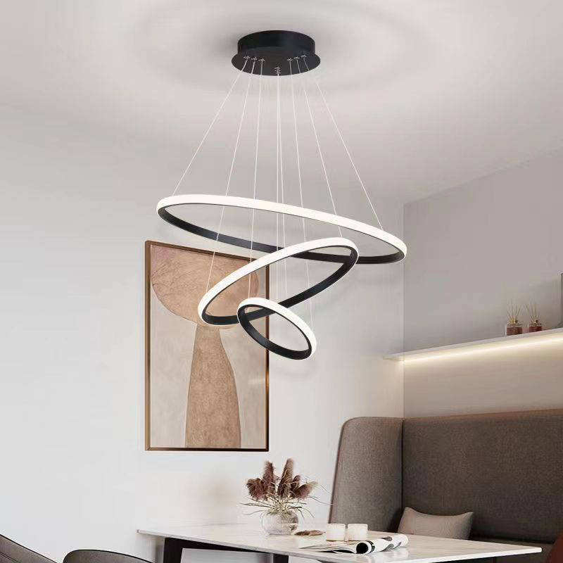 Lampa LED Sufitowa Black Rings| 60cm|zmienne światło|pilot|Nowoczesna