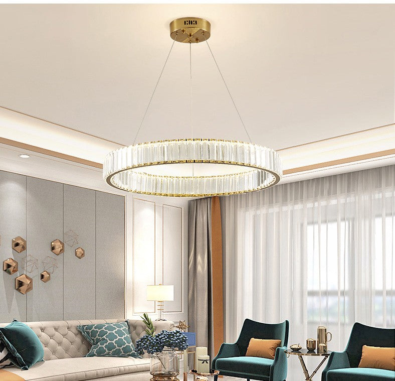 Lampa LED Sufitowa kryształ Klaudia 60cm Pilot Regulacja światła Tryb Noc