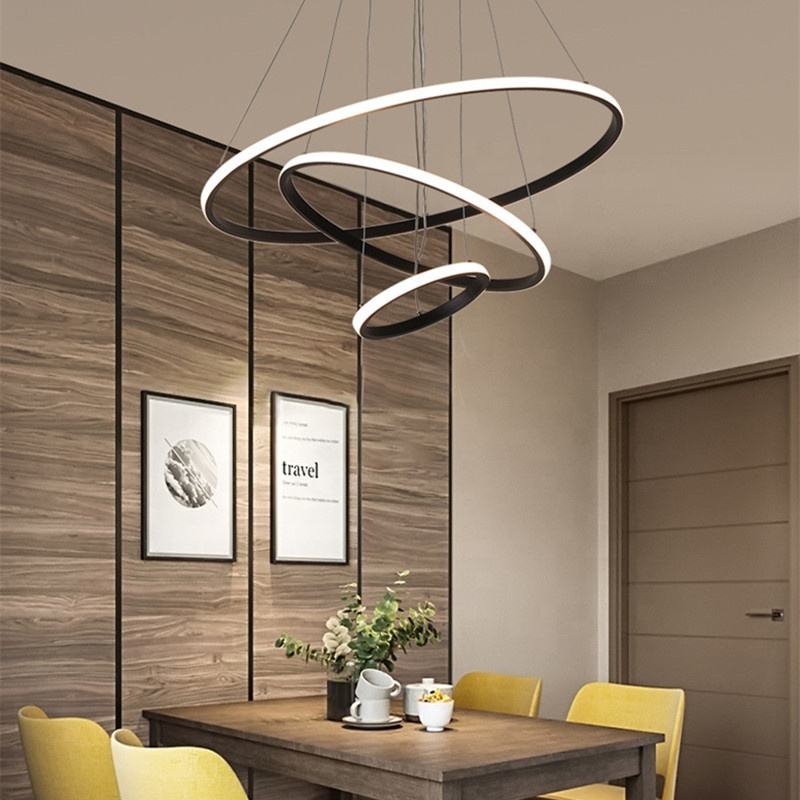 Lampa LED Sufitowa Black Rings| 60cm|zmienne światło|pilot|Nowoczesna