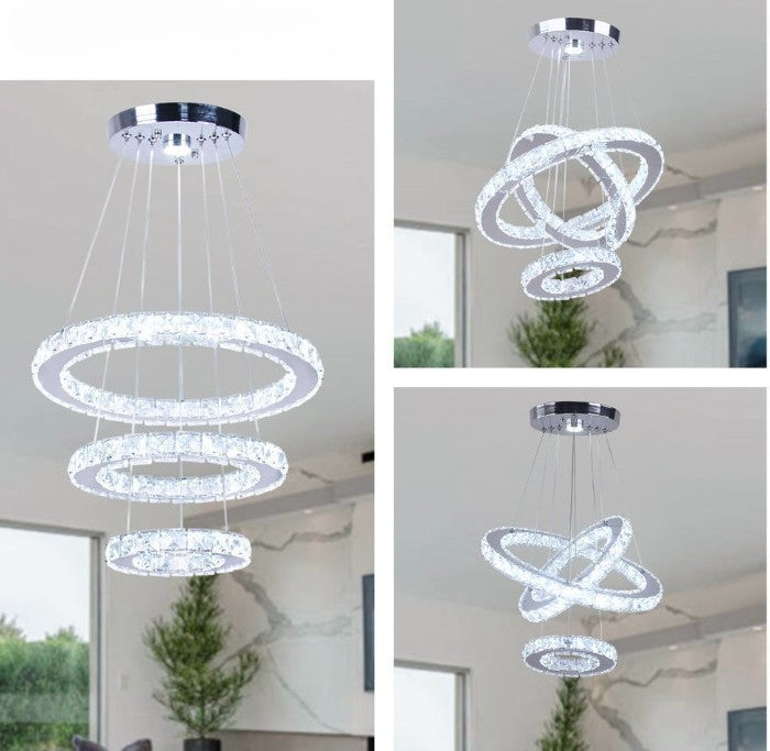 Lampa LED Sufitowa Crystal Rings 3 Srebrna, Pilot, Regulacja światła